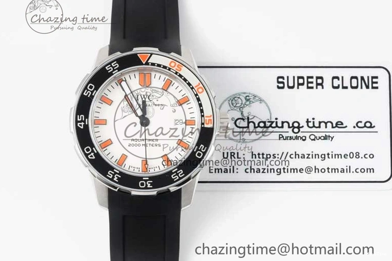 MIROTIME 0131 Aquatimer Automatic SS RSF 1:1 Best Edition White Orange Dial on Black Rubber Strap A Supportive 7069